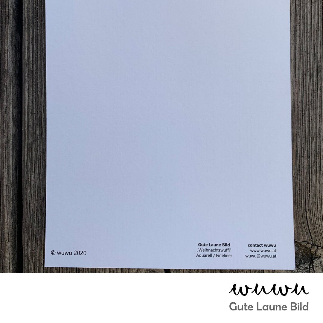 1 Grußkarte / wuwu Hund / Weihnachten / XMas / Christmas