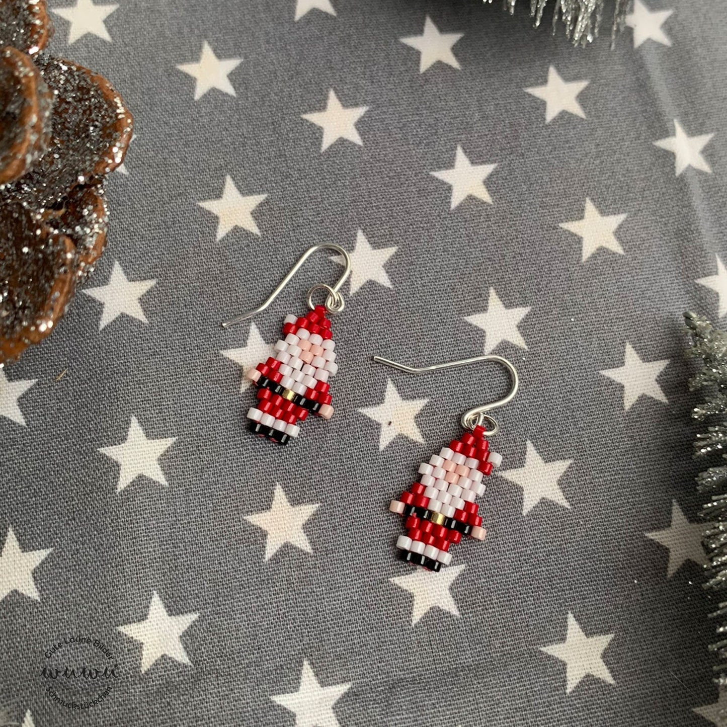 Ohrring mit Weihnachtsmann Nikolaus Santa Claus Weihnachten Winter Schmuck Geschenk für Freundin