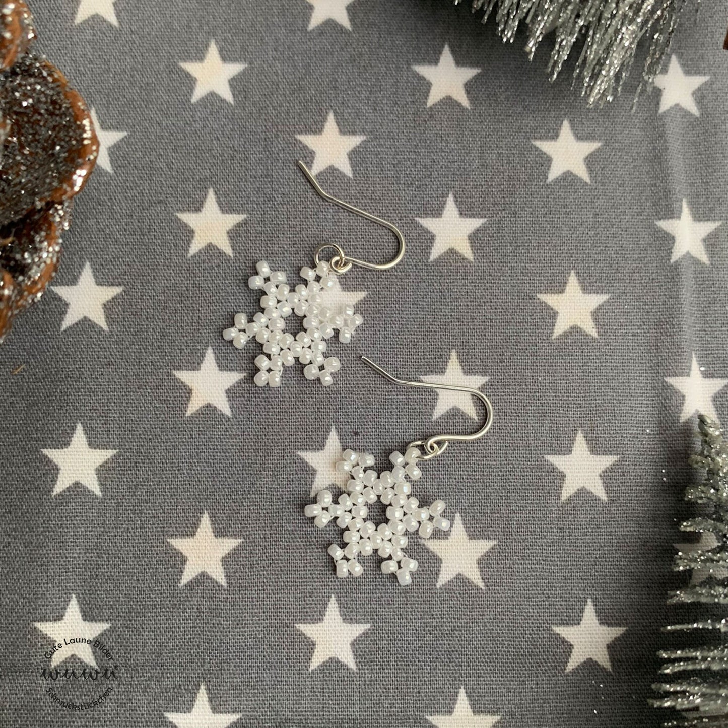 Schneeflocke Eiskristall Ohrring Winter Weihnachten