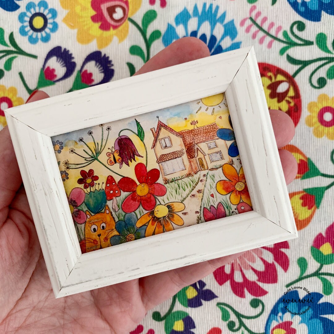 Minibild bunt kleines Bild für Büro Wohnzimmer Kinderzimmer