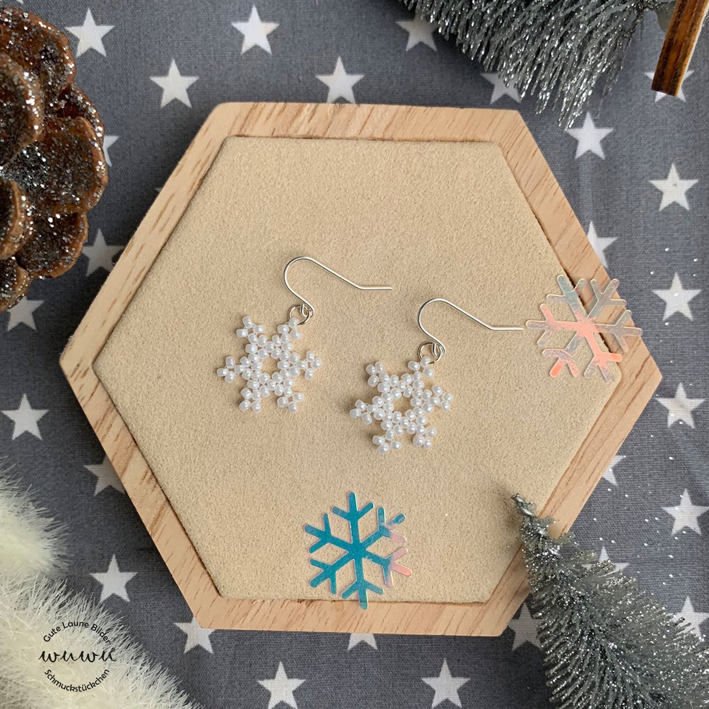 Schneeflocke Eiskristall Ohrring Winter Weihnachten
