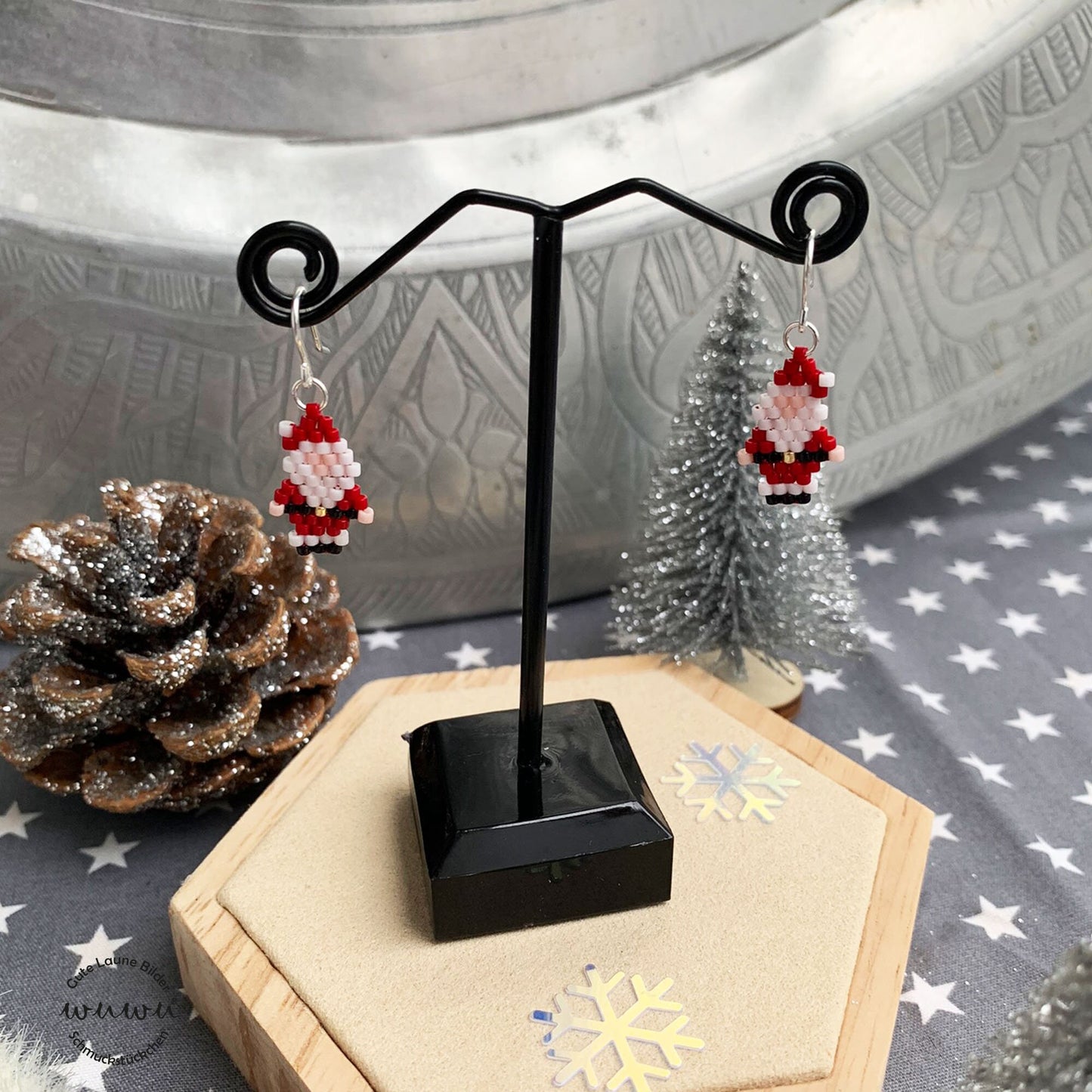 Ohrring mit Weihnachtsmann Nikolaus Santa Claus Weihnachten Winter Schmuck Geschenk für Freundin