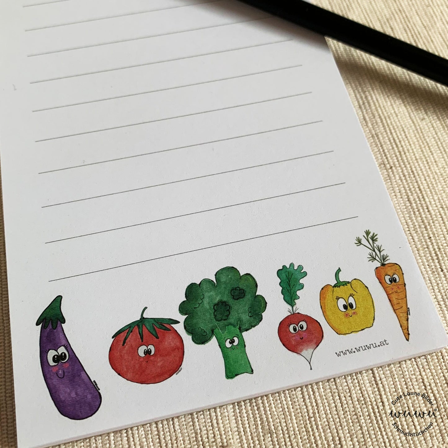 Block | Einkaufsliste | Gemüse | 50 Blatt | Liste | Aquarell Illustration | To do | Notizen | Schreibblock | Papeterie