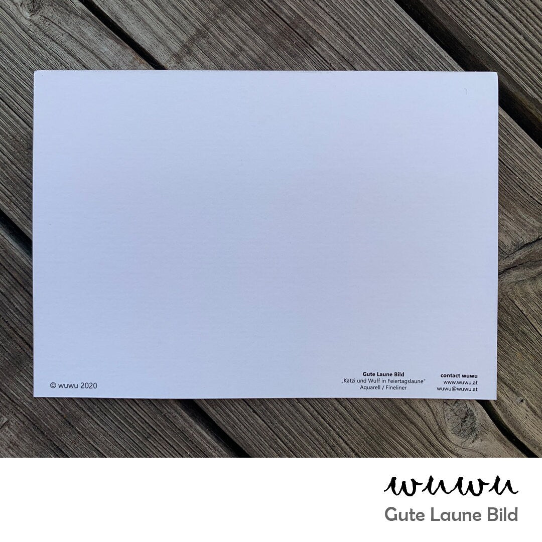 1 Grußkarte / wuwu Katze und Hund / Weihnachten / XMas / Christmas