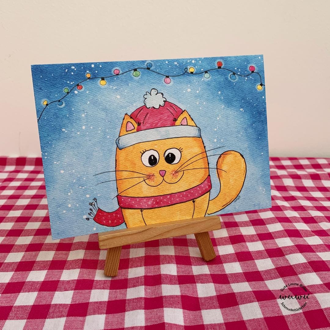 Weihnachtskarte / Katze / Weihnachten / Grusskarte