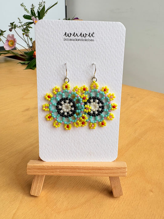 Ohrring Sommer Frühling Boho Hippie Meditation Blumen Silber leicht