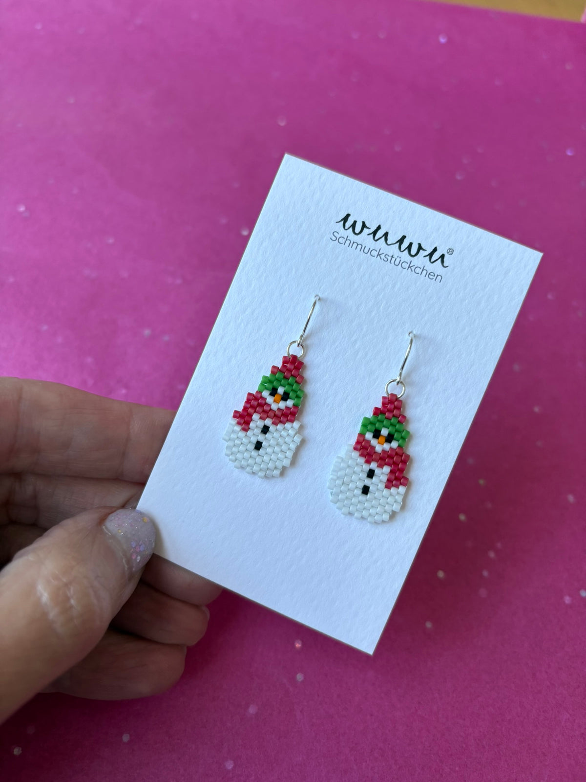 Ohrring mit Schneemann Weihnachten Winter Schmuck Geschenk
