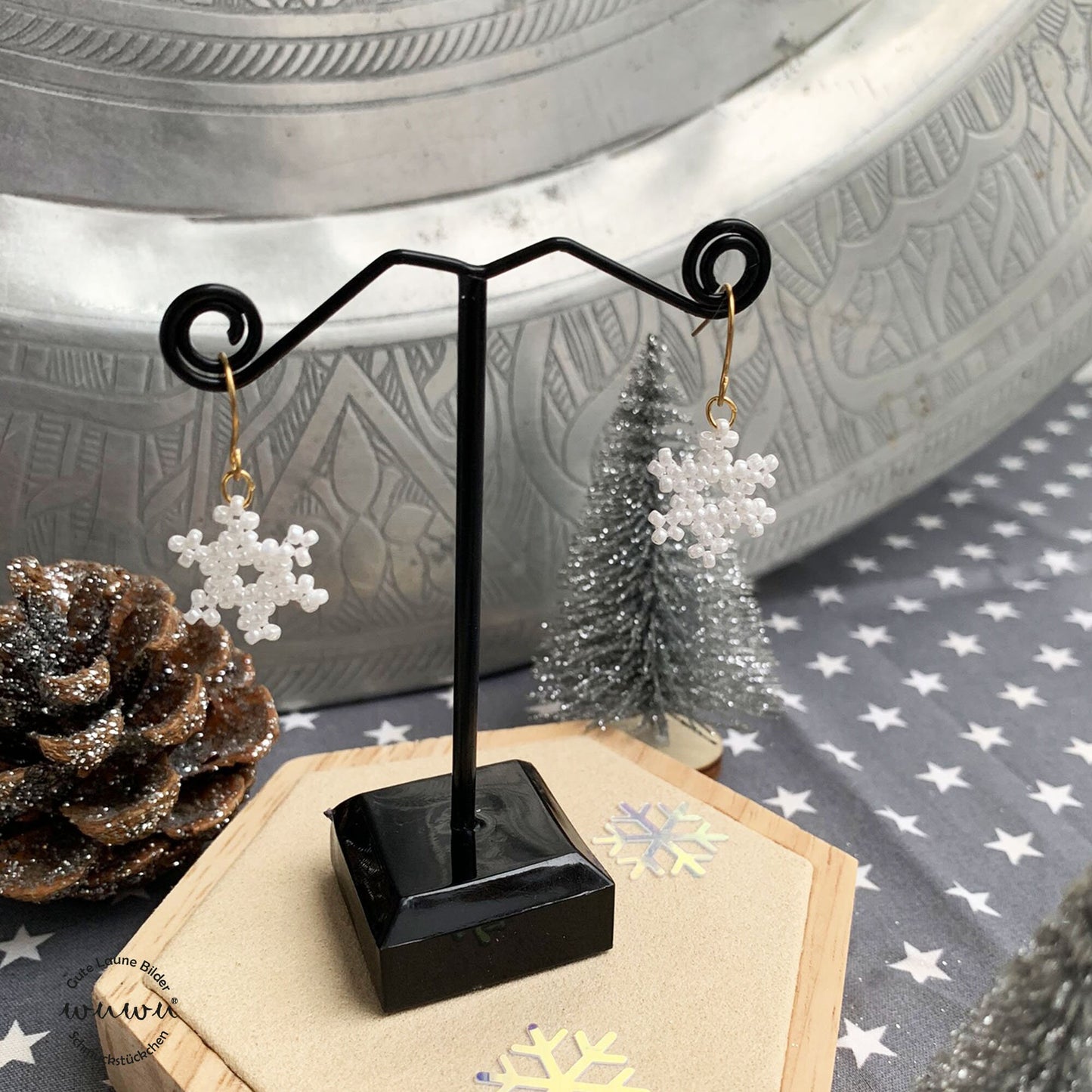 Schneeflocke Eiskristall Ohrring Winter Weihnachten