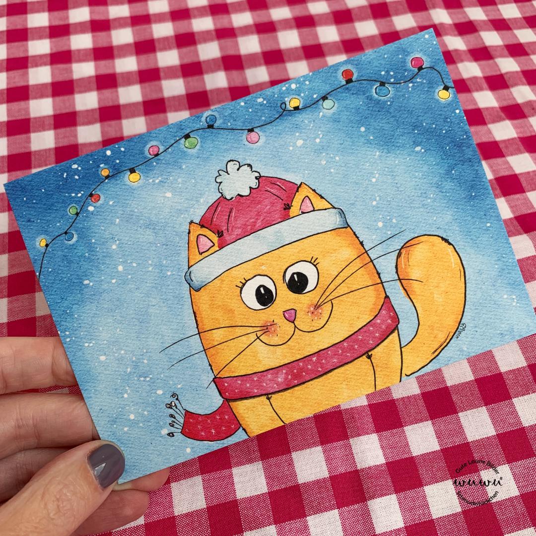 Weihnachtskarte / Katze / Weihnachten / Grusskarte