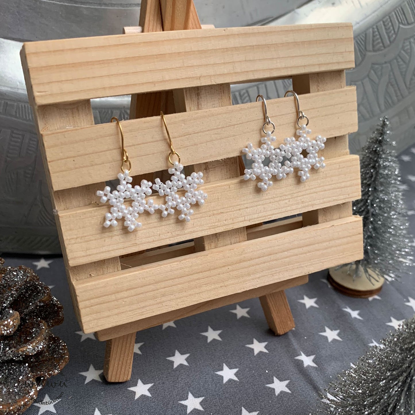 Schneeflocke Eiskristall Ohrring Winter Weihnachten