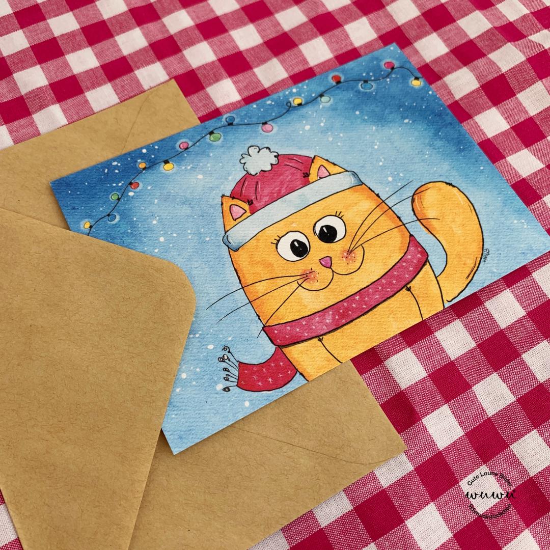 Weihnachtskarte / Katze / Weihnachten / Grusskarte